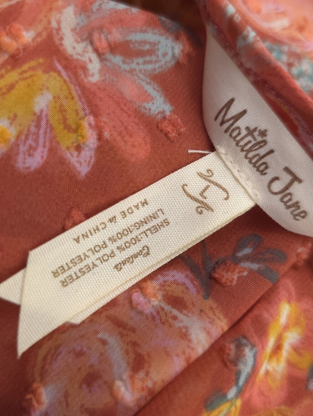 Matilda Jane Coral Floral V-Neck Blouse Sz L - Picture 9 of 11